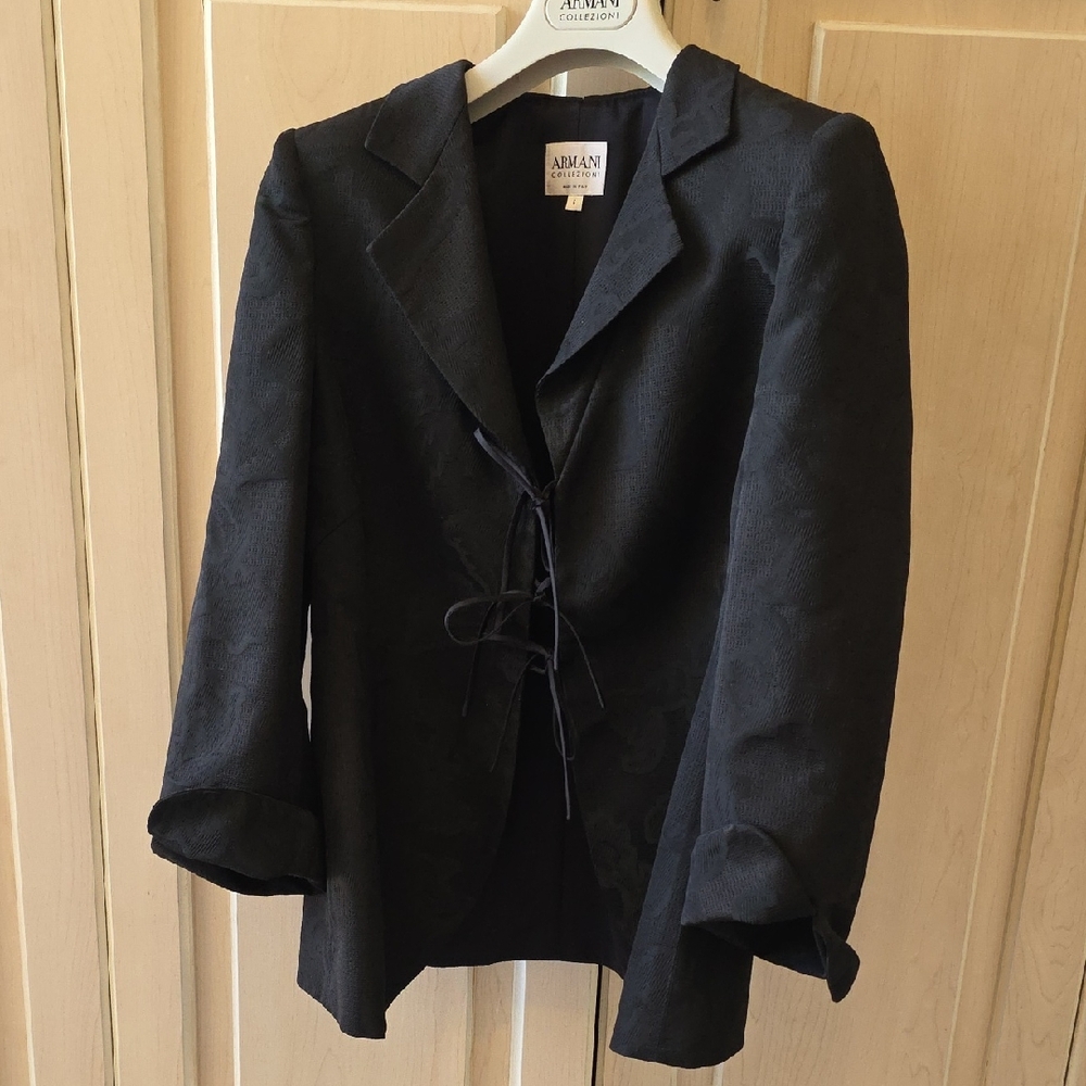 Armani Collezioni Black Tie-Front Blazer